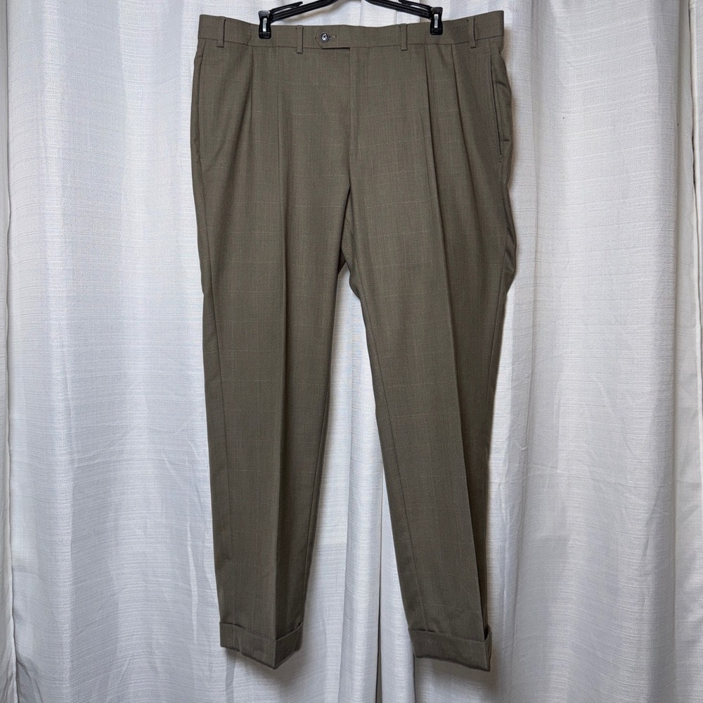 Lauren Ralph Lauren Mens 40x30 Brown Glen Plaid Pleated Cuffed Dress Pants